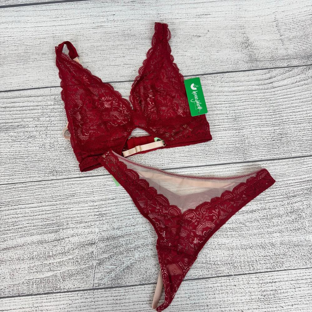 Honeydew Intimates Women's Red Lace Matching Bralette Panty Set Size XS